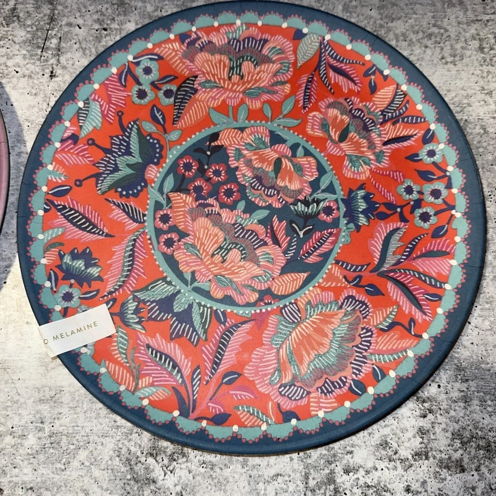 New Anthropologie Alexandra Farmer Floral Flower Melamine Boho Plates 2